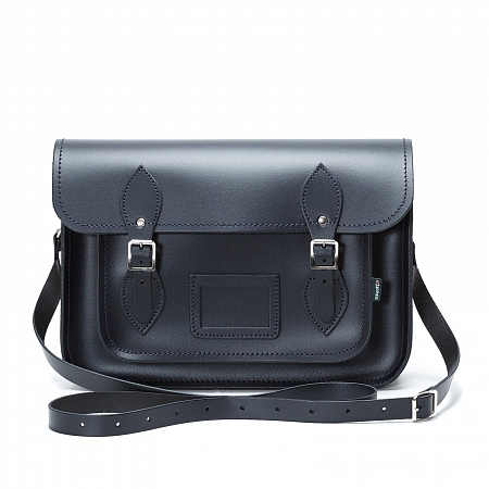 Zatchels Classic Satchel Navy 16-inch